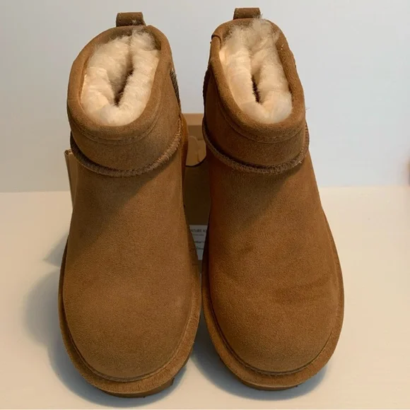 BearPaw Women’s Size 6 Hickory II Brown Suede & Wool Lined Boots Ankle Booties - Picture 5 of 12